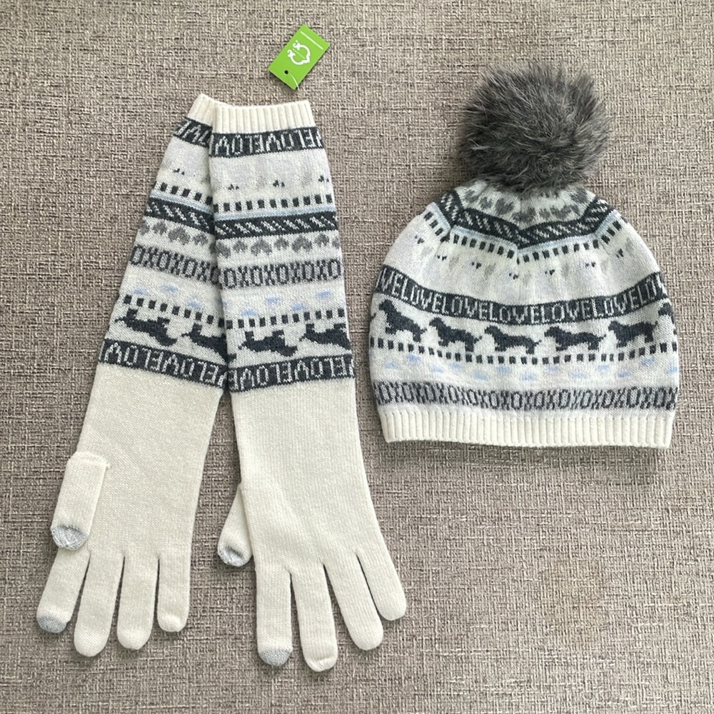 C. Wonder, Hat & Gloves, Cream and Grey, One Size, BRAND NEW CONDITION W/TAGS!!!